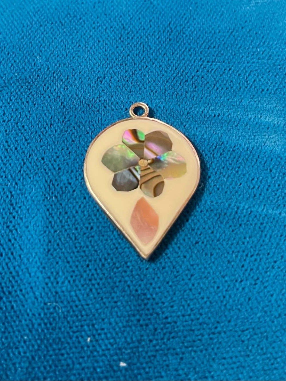 Vintage Alpaca Silver Pendant with Abalone Inlay